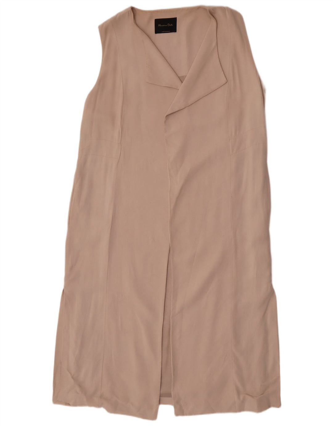 Massimo Dutti Womens Longline Sleeveless Blazer Jacket UK 14 Medium Beige