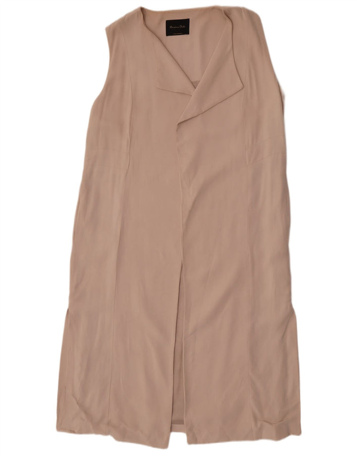 Massimo Dutti Womens Longline Sleeveless Blazer Jacket UK 14 Medium Beige