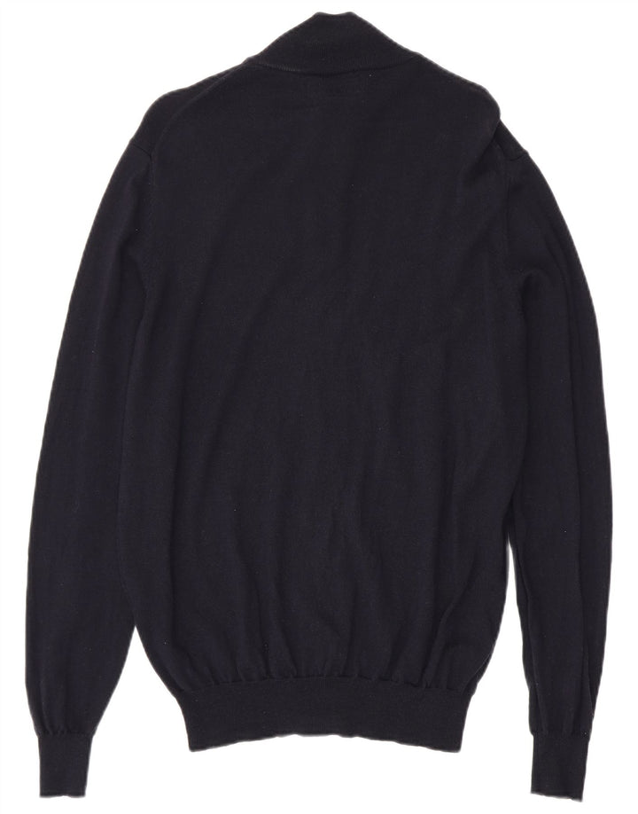 Trussardi Mens Cardigan Sweater Large Navy Blue Wool
