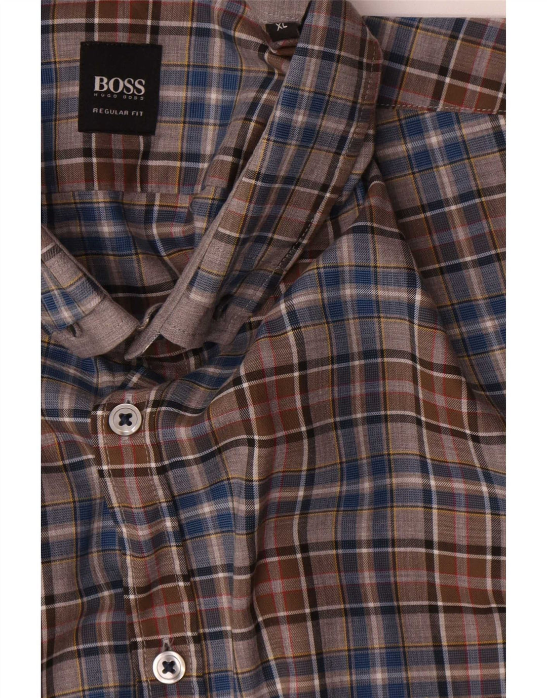 Hugo Boss Mens Regular Fit Shirt XL Brown Check Cotton