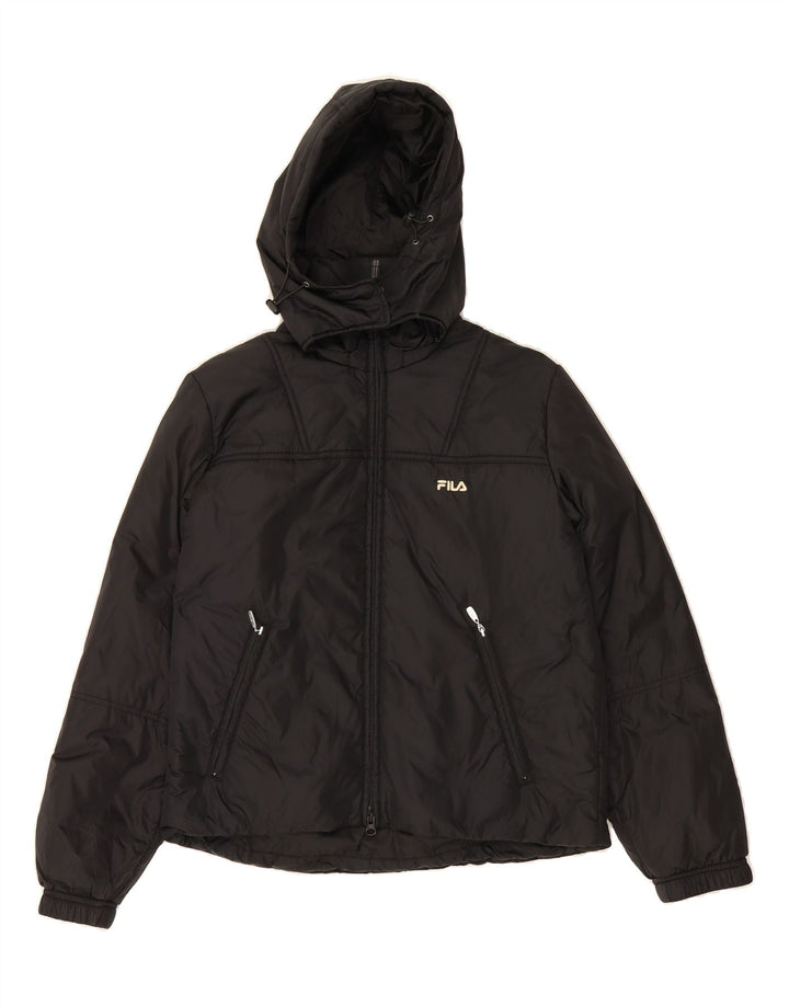 FILA Womens Hooded Padded Jacket IT 44 Medium Black Polyamide Vintage Fila and Second-Hand Fila from Messina Hembry 