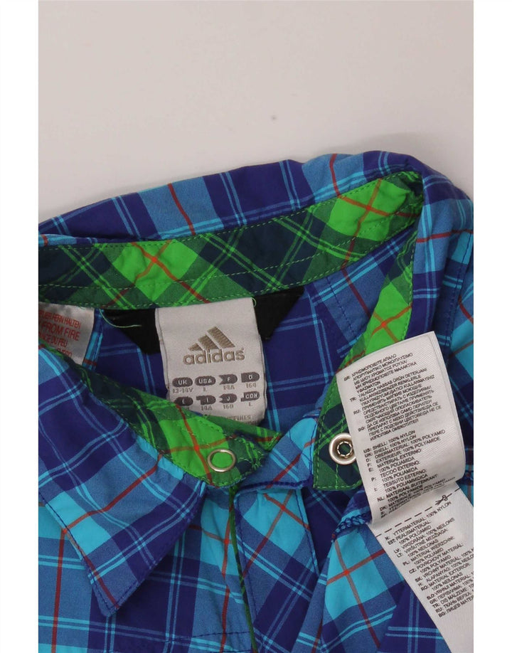 Adidas Boys Short Sleeve Shirt 13-14 Years Blue Check Nylon