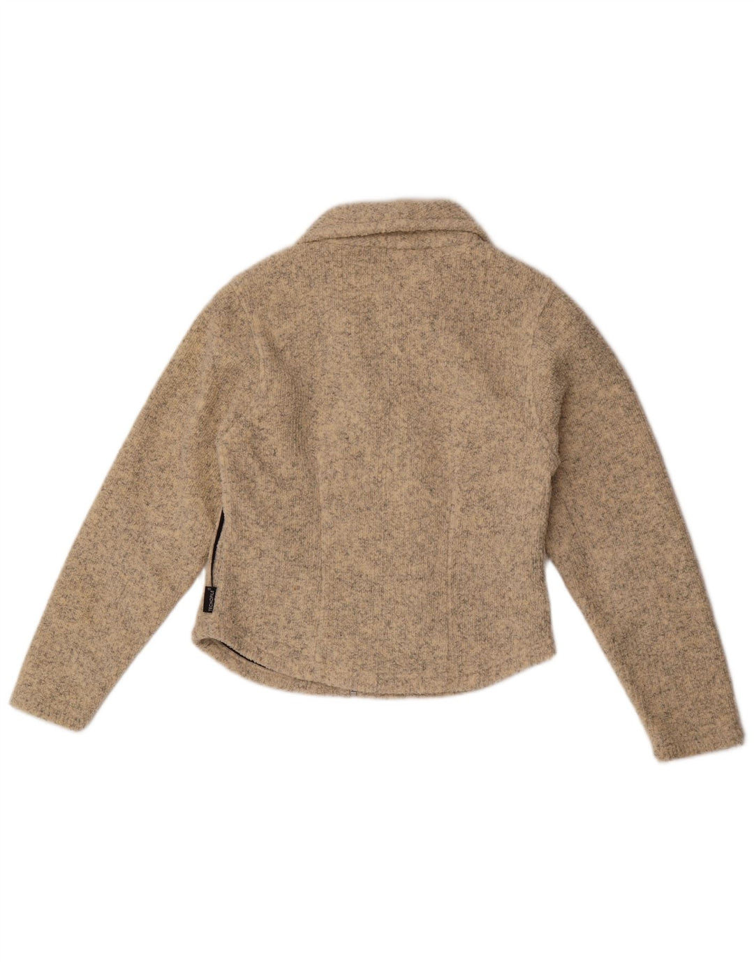 Jack Wolfskin Dame Cardigan Sweater UK 10 Small Beige Flecked Polyester