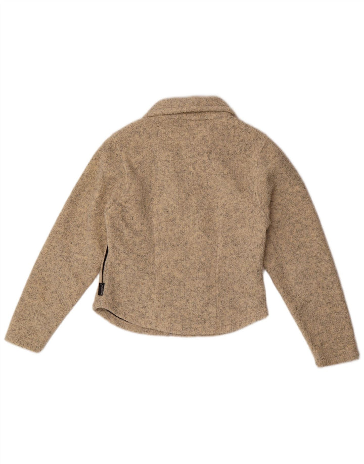Jack Wolfskin Dame Cardigan Sweater UK 10 Small Beige Flecked Polyester