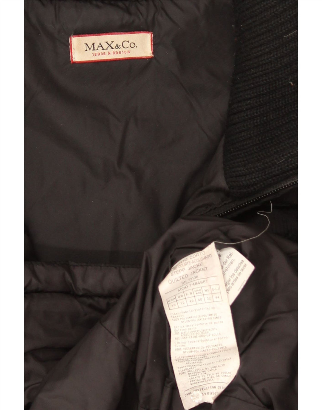 Max & Co. Wattierte Damenjacke mit Kapuze, UK 12, mittelschwarz, Polyamid