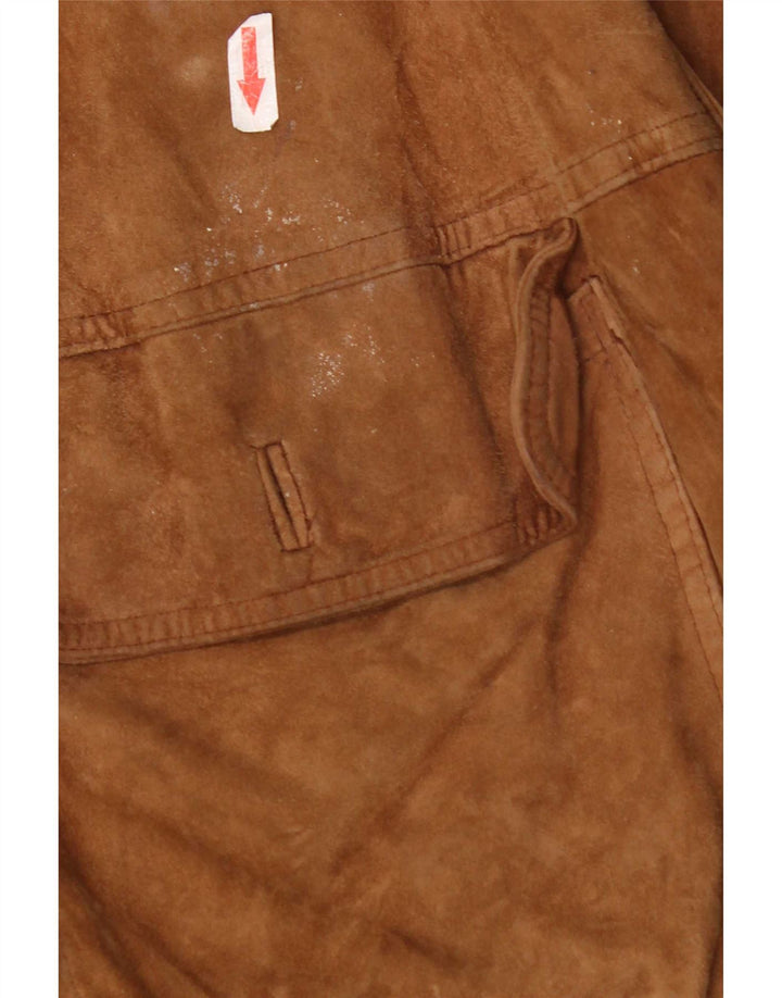 Vintage Mens Suede Bomber Jacket UK 42 XL Brown Leather