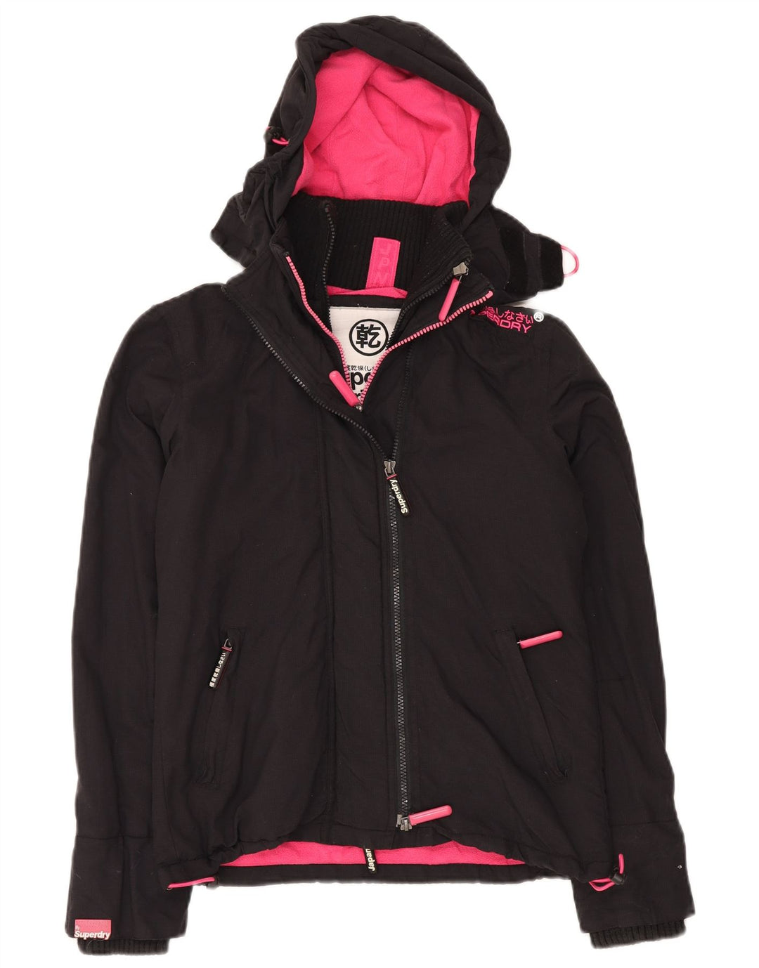 SUPERDRY Womens Oversized Hooded Windbreaker Jacket UK 6 XS Black