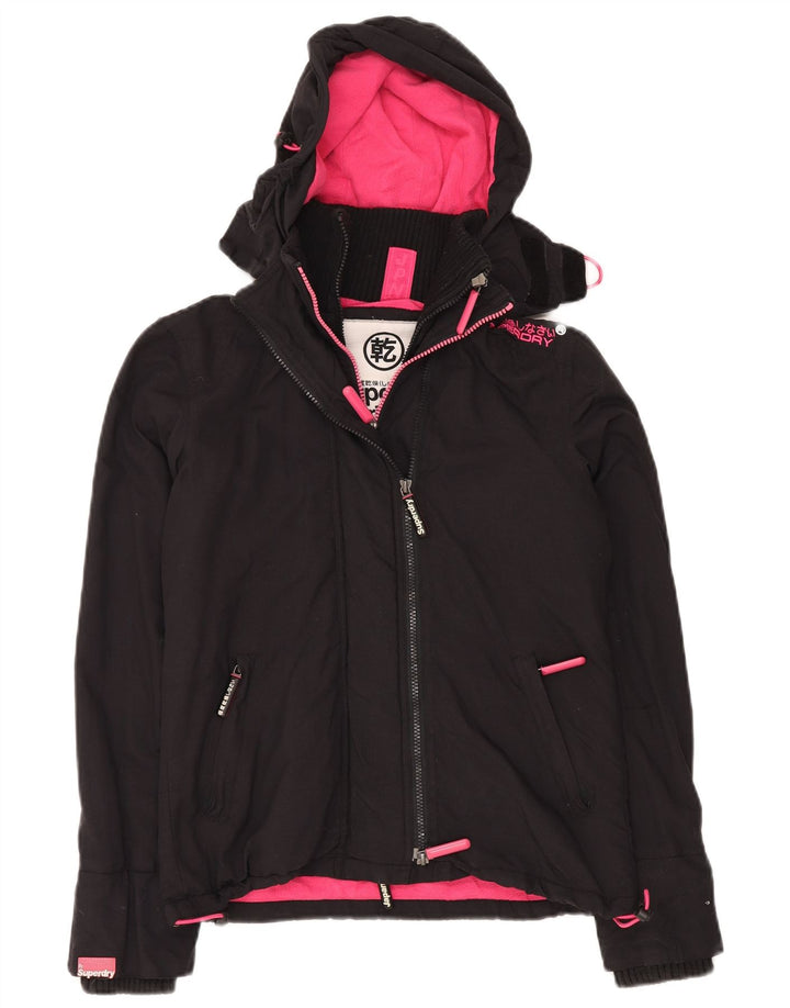 SUPERDRY Womens Oversized Hooded Windbreaker Jacket UK 6 XS Black