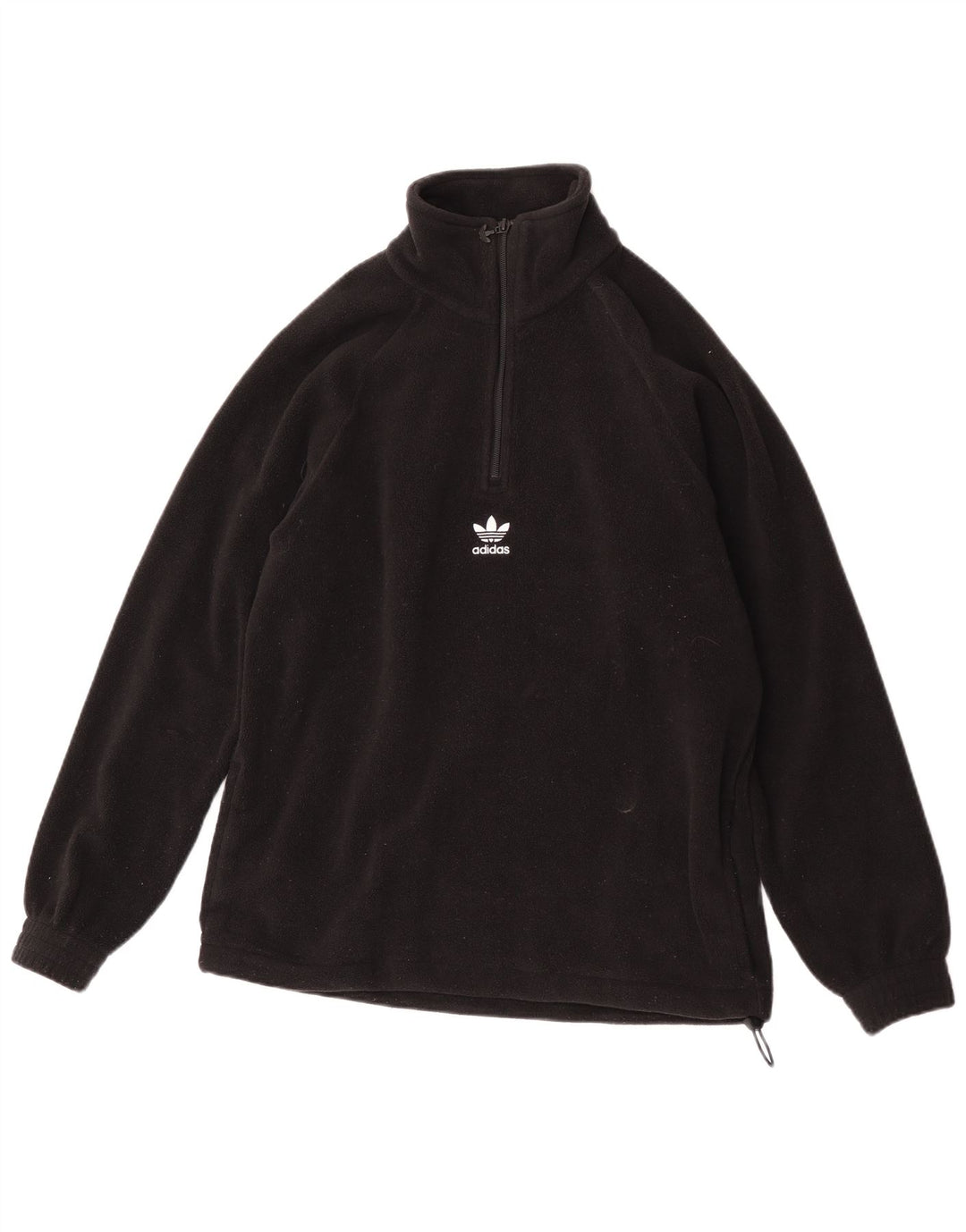 Pulover pentru bărbați Adidas, cu fermoar și gât, din lână, poliester negru mic