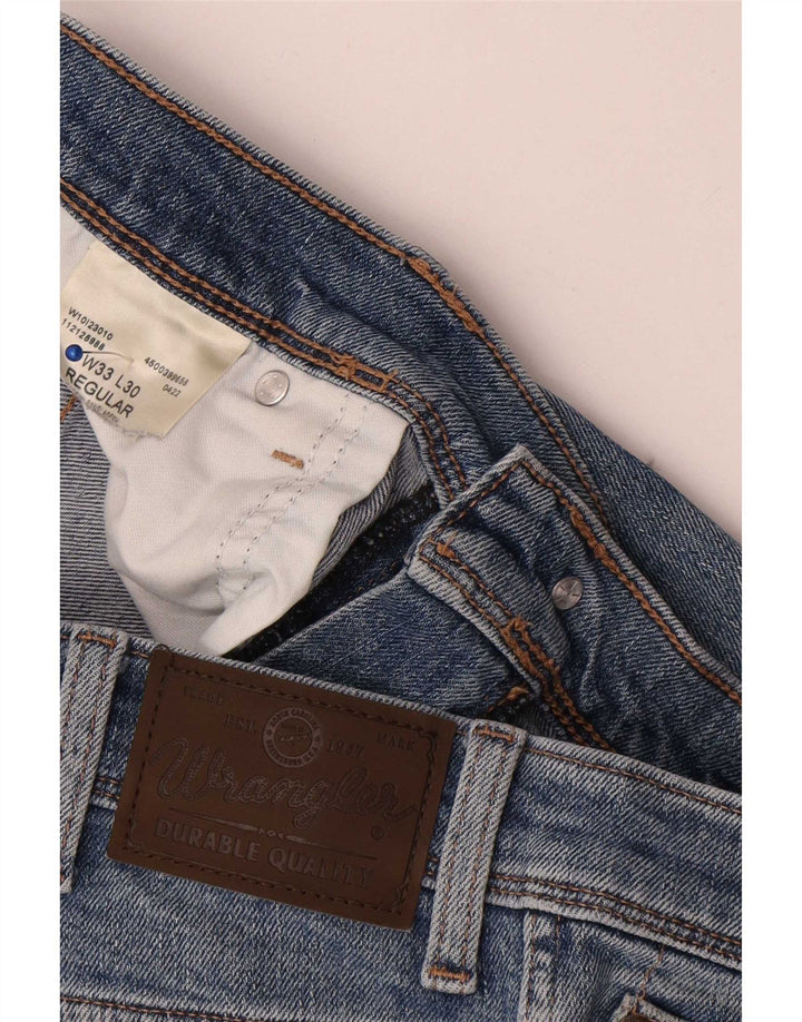 Wrangler Mens Regular Straight Jeans W33 L30 Blue Cotton