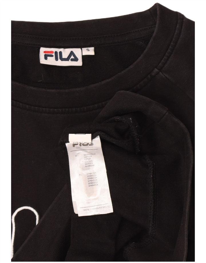 Felpa grafica da donna Fila Maglione piccolo cotone nero