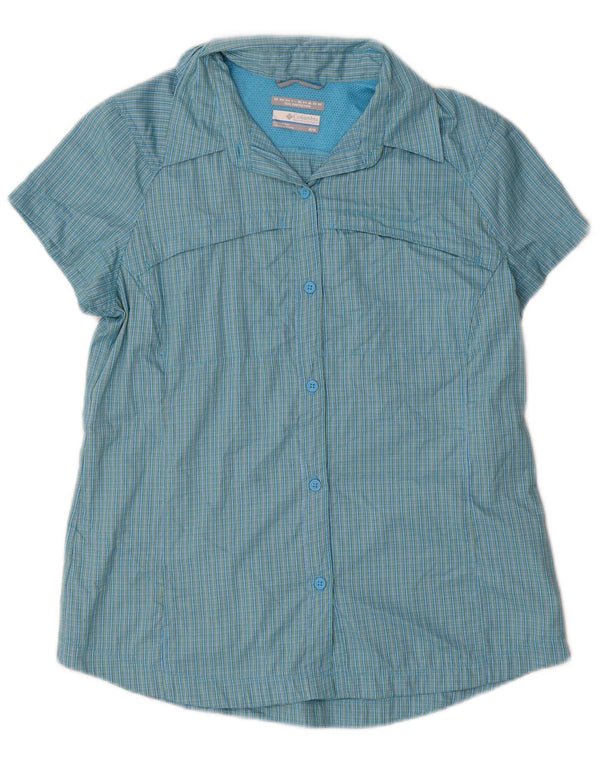 Columbia Womens Omni-Shade kortærmet skjorte UK 12 Medium Blue Check