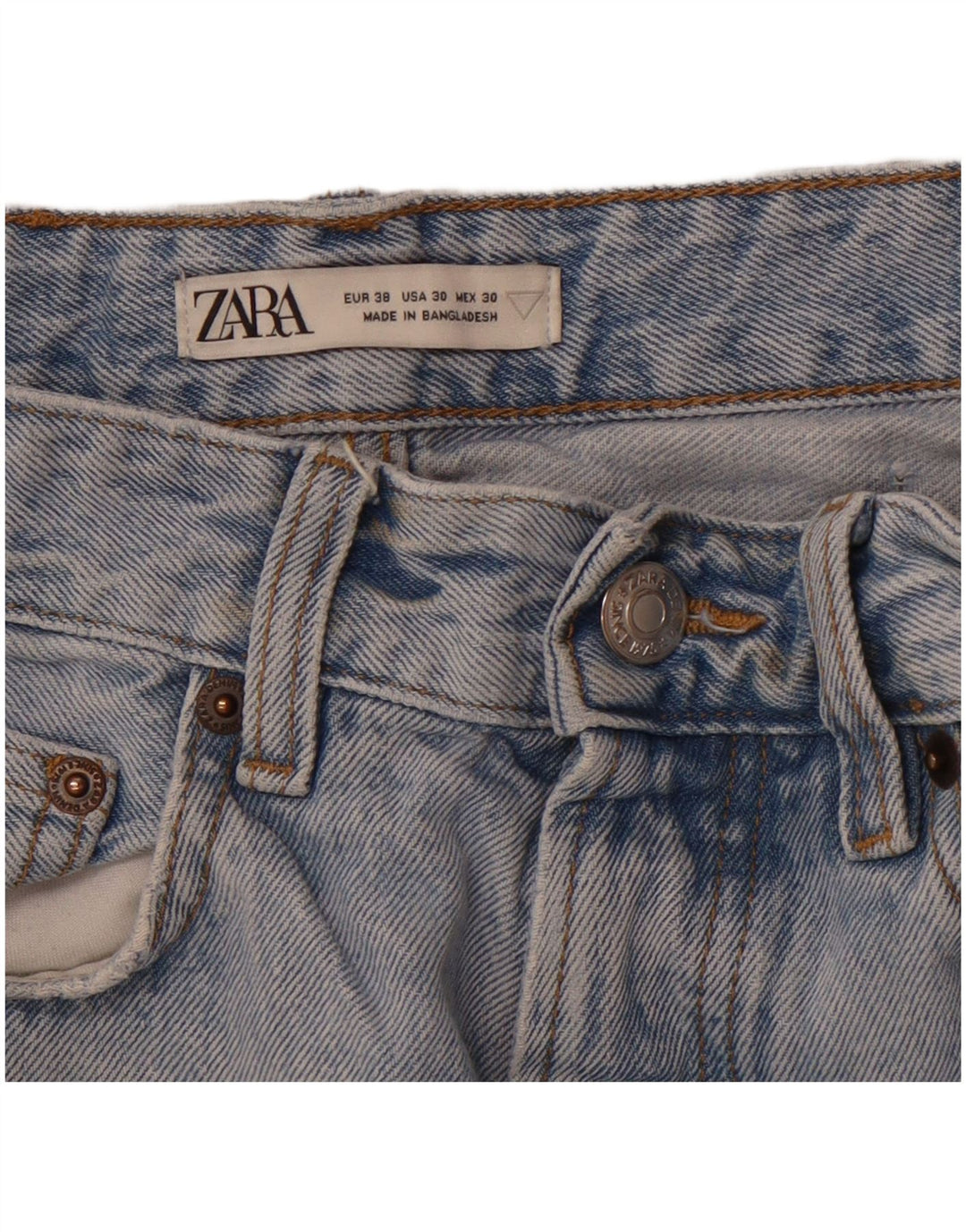 ZARA Mens Distressed Straight Jeans EU 38 Small W30 L30 Blue