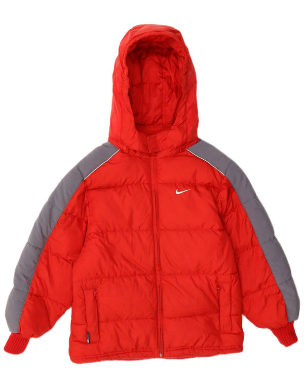 Giacca imbottita con cappuccio Nike da ragazzo 7-8 anni XL Rosso Colourblock Poliestere
