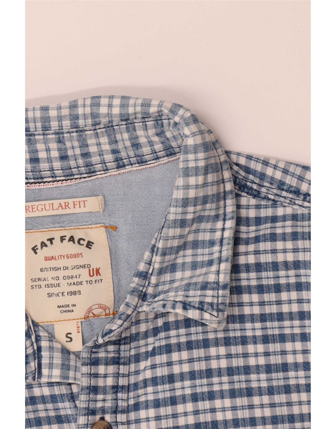 Camicia da uomo dalla vestibilità regolare Fat Face, in cotone a quadri blu piccolo