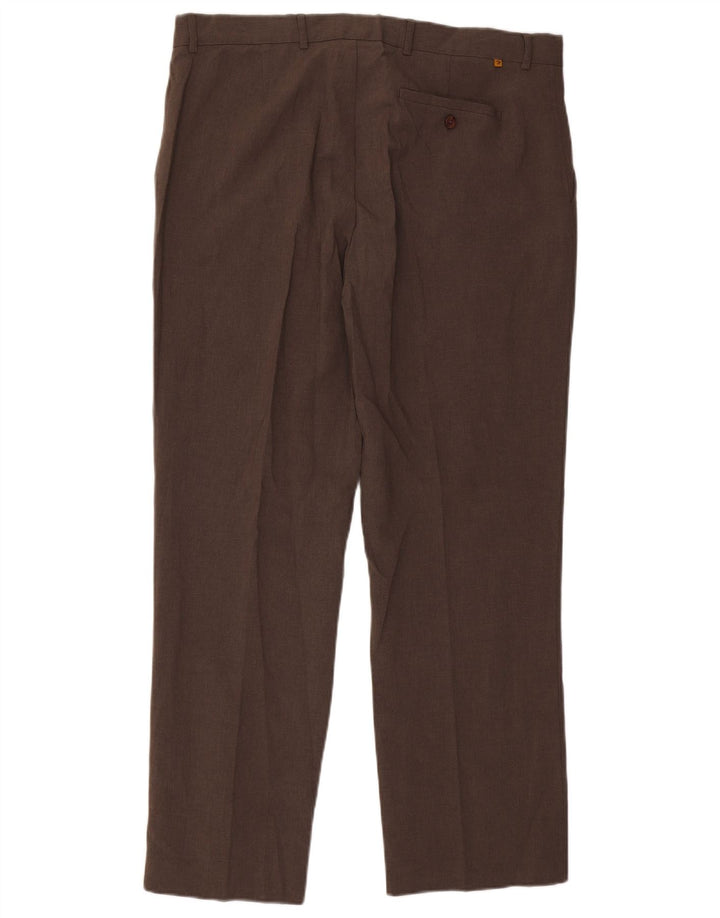 Farah Mens Straight Chino Trousers W40 L31 Brown Polyester