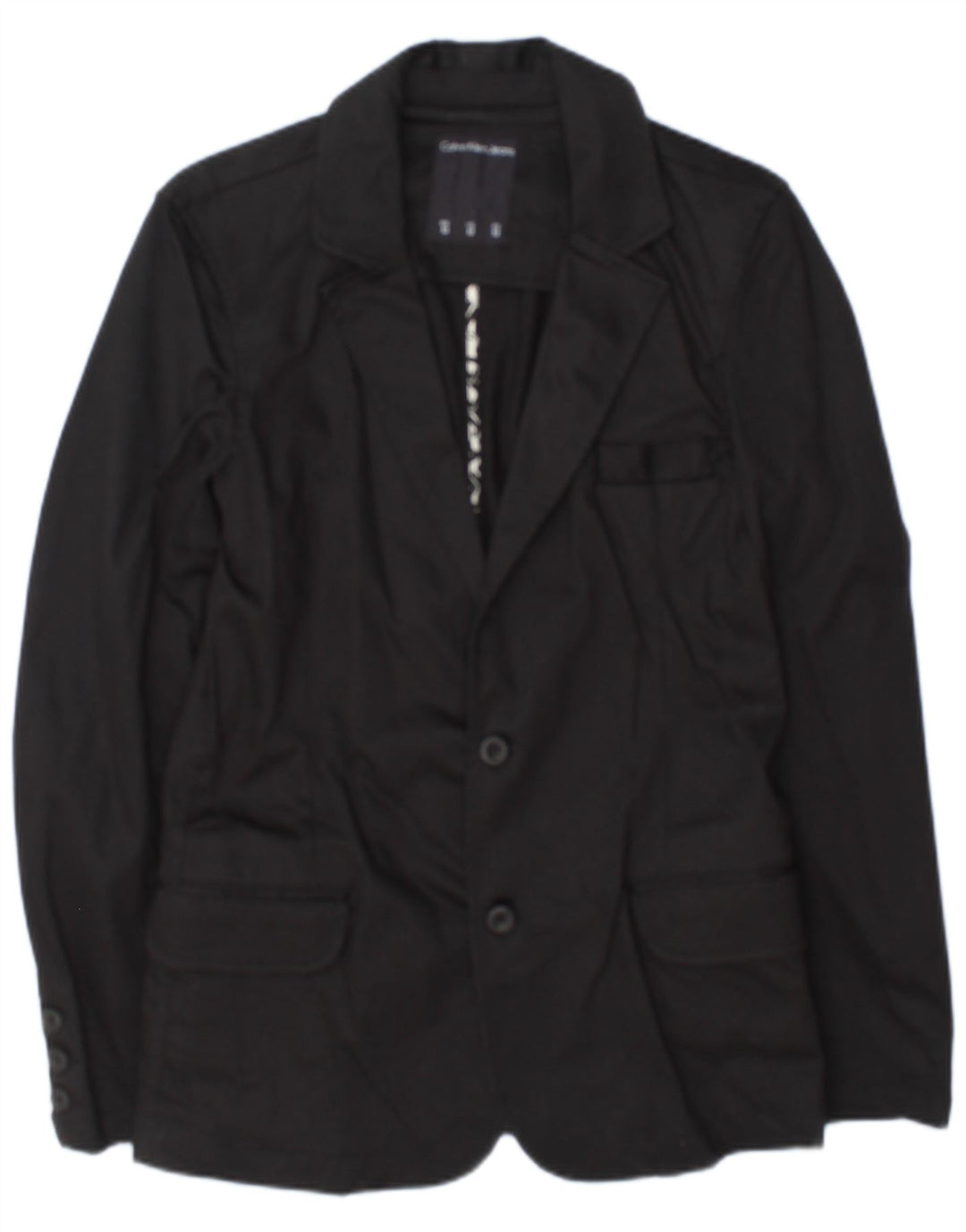 Calvin Klein Jeans Mens 2 Button Blazer Jacket UK 38 Medium Black Cotton