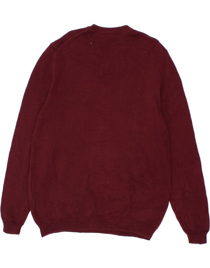 EDDIE BAUER Mens Tall V-Neck Jumper Sweater XL Burgundy Cotton Vintage Eddie Bauer and Second-Hand Eddie Bauer from Messina Hembry 