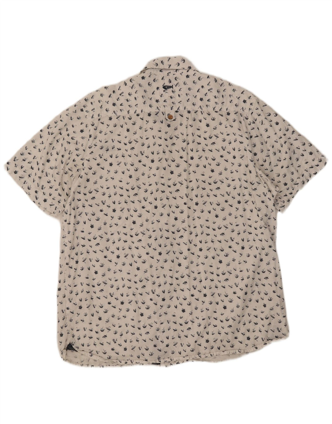 Weird Fish Mens Abstract Pattern Short Sleeve Shirt 2XL White Cotton