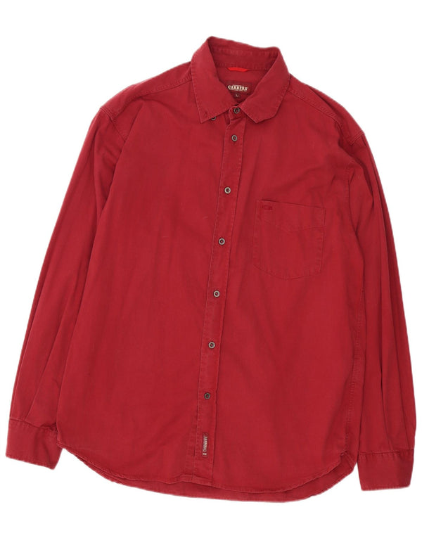 Carrera Mens Shirt Large Burgundy Cotton