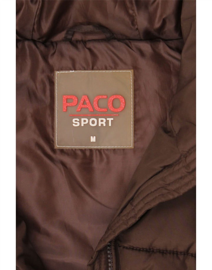 PACO Womens Hooded Padded Gilet UK 14 Medium Brown Polyester Vintage Paco and Second-Hand Paco from Messina Hembry 