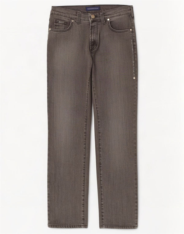 Trussardi Damen Straight Jeans W27 L28 Graue Baumwolle