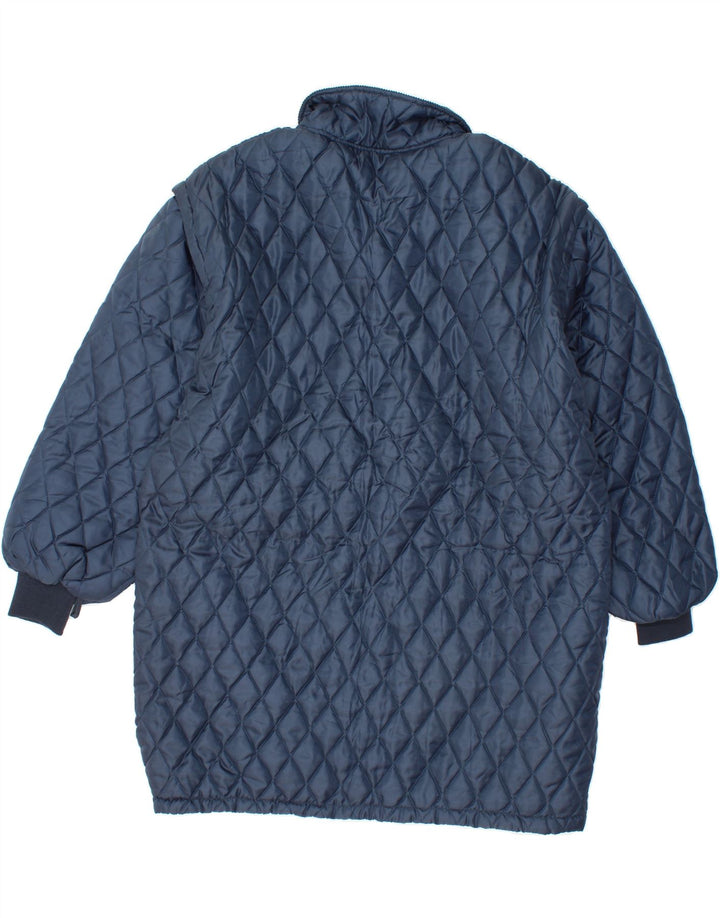 VINTAGE Mens Quilted Jacket UK 40 Large Navy Blue Polyester Vintage Vintage and Second-Hand Vintage from Messina Hembry 