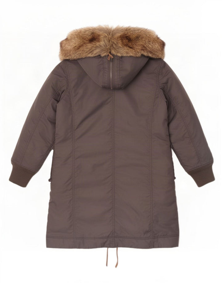 Casaco acolchoado com capuz feminino Diesel UK 14 nylon cinza médio