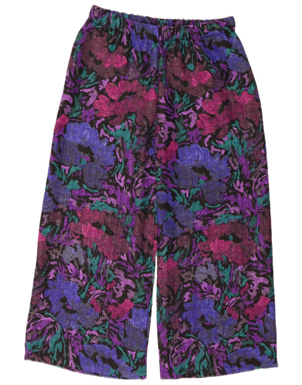 Calça feminina vintage cintura alta W34 L26 floral multicolorida