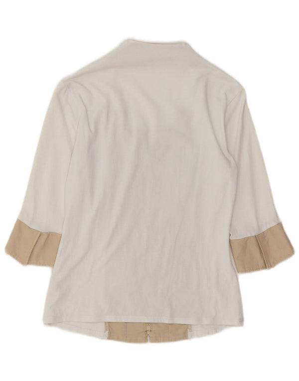Naracamicie Womens 3/4 Sleeve Shirt Blouse UK 10 Small White Colourblock