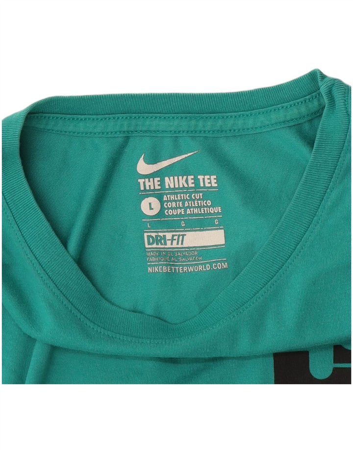 Nike Mens Dri Fit T-Shirt Top Large Turquoise Colourblock