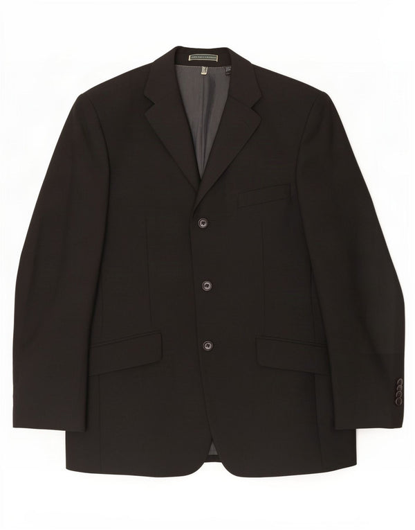 Zara Mens 3 Button Blazer Jacket UK 36 Small Black Wool