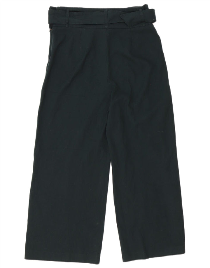 Zara Womens Wide Leg Cropped Trousers Medium W30 L25 Green Polyester