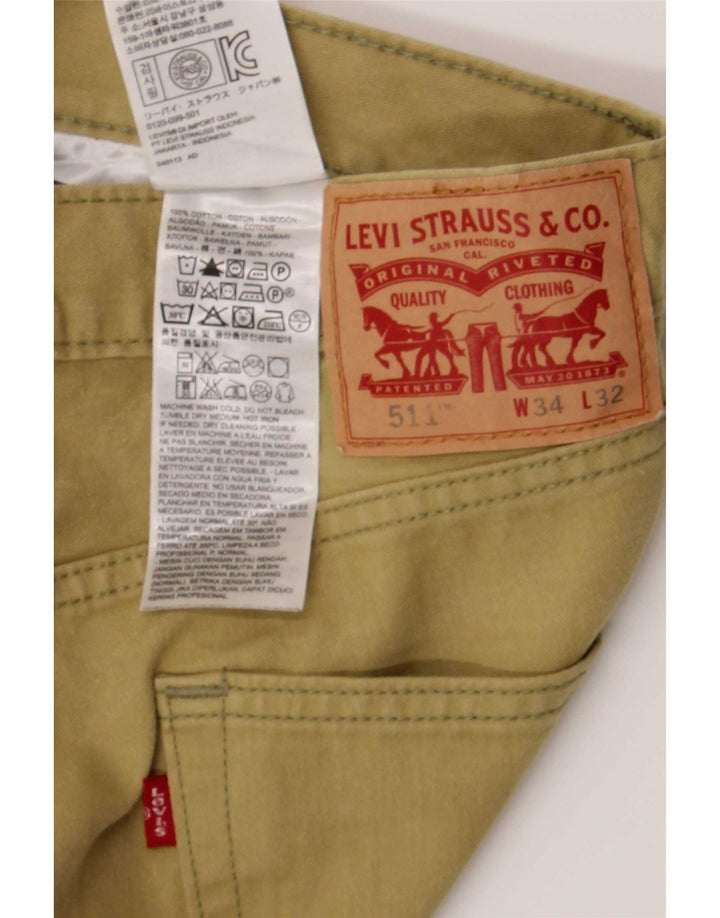 Levi's Mens 511 Slim Jeans W34 L32 Χακί Βαμβακερό