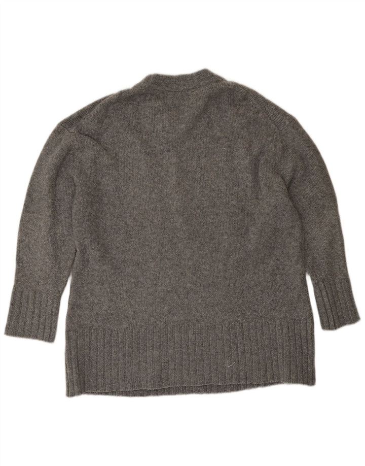 Zara Womens Oversized Crew Neck Jumper Sweater UK 14 Medium Grey Acrylic