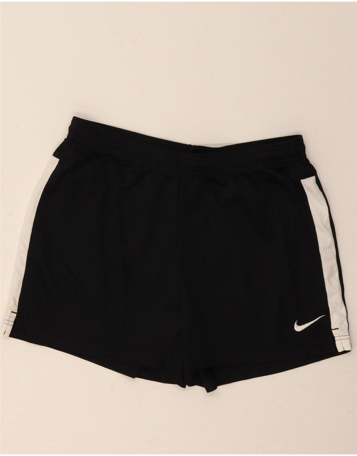 NIKE Womens Dri Fit Sport Shorts UK 14 Medium Black Colourblock Polyester