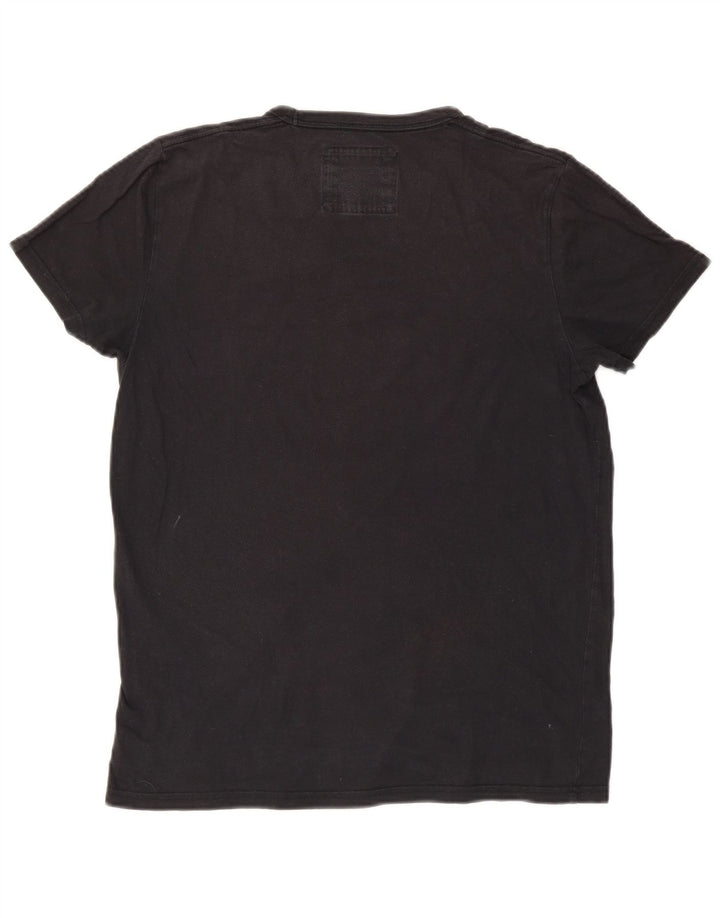Hollister Mens Graphic T-Shirt Top Medium Navy Blue Cotton