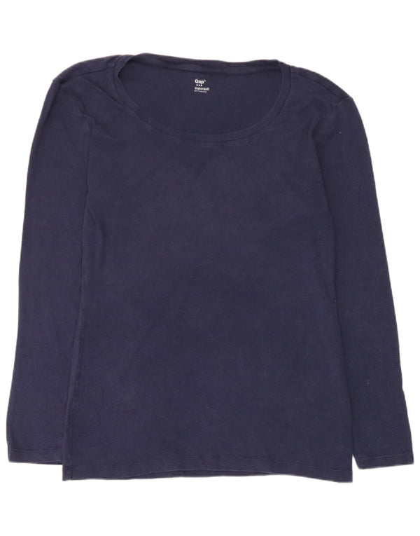 Gap Haut Femme Manches Longues UK 44 Large Bleu Marine Coton