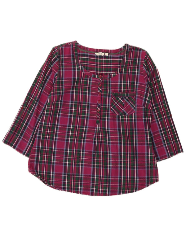 Fat Face Chemise pull à manches 3/4 pour femme UK 14 en coton à carreaux marron moyen