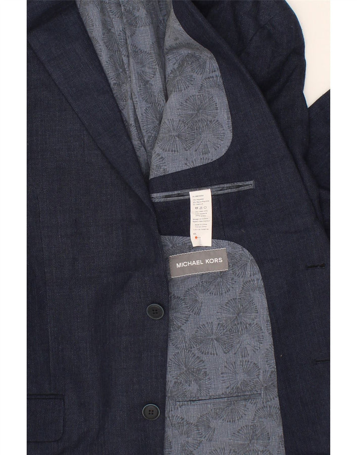 MICHAEL KORS Mens 2 Button Blazer Jacket UK 42 XL Navy Blue Polyester Vintage Michael Kors and Second-Hand Michael Kors from Messina Hembry 