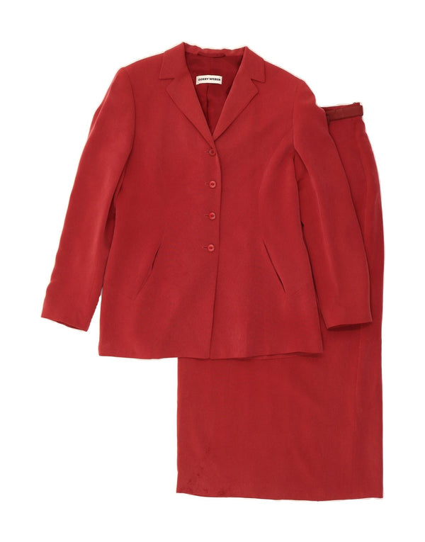 GERRY WEBER Womens 4 Button 2 Piece Skirt Set UK 12 Medium W26 Red Cupro