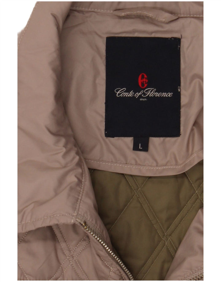 Conte of Florence Womens Quilted Jacket UK 16 Large Beige