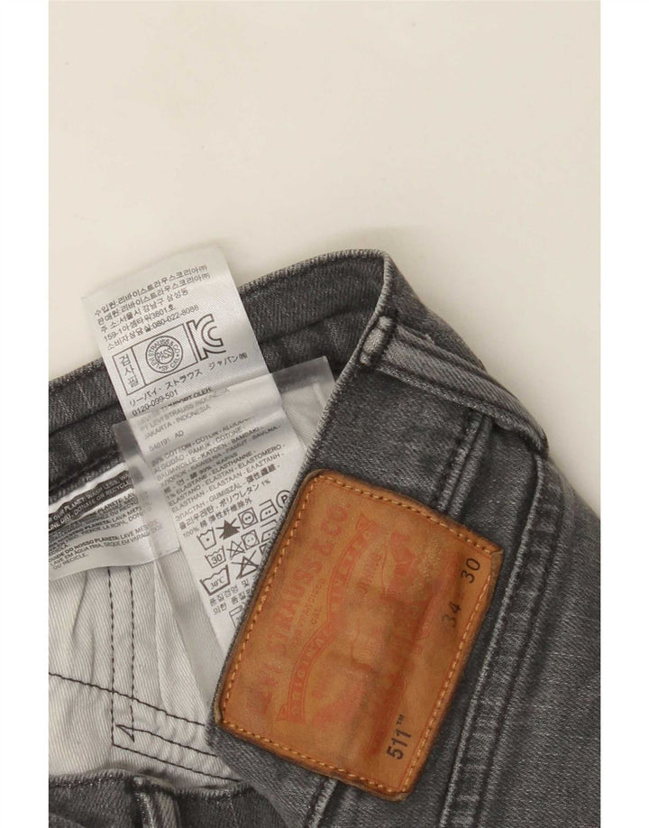 Мужские узкие джинсы Levi's W34 L30 Серые хлопковые