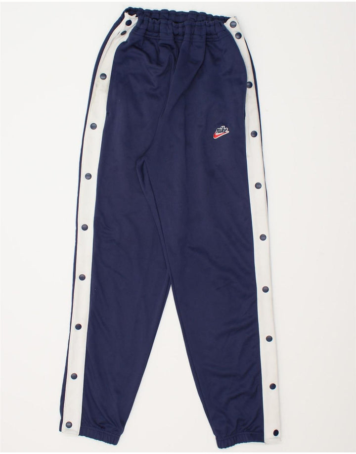 NIKE Mens Tracksuit Trousers Joggers Large Navy Blue Colourblock Polyester