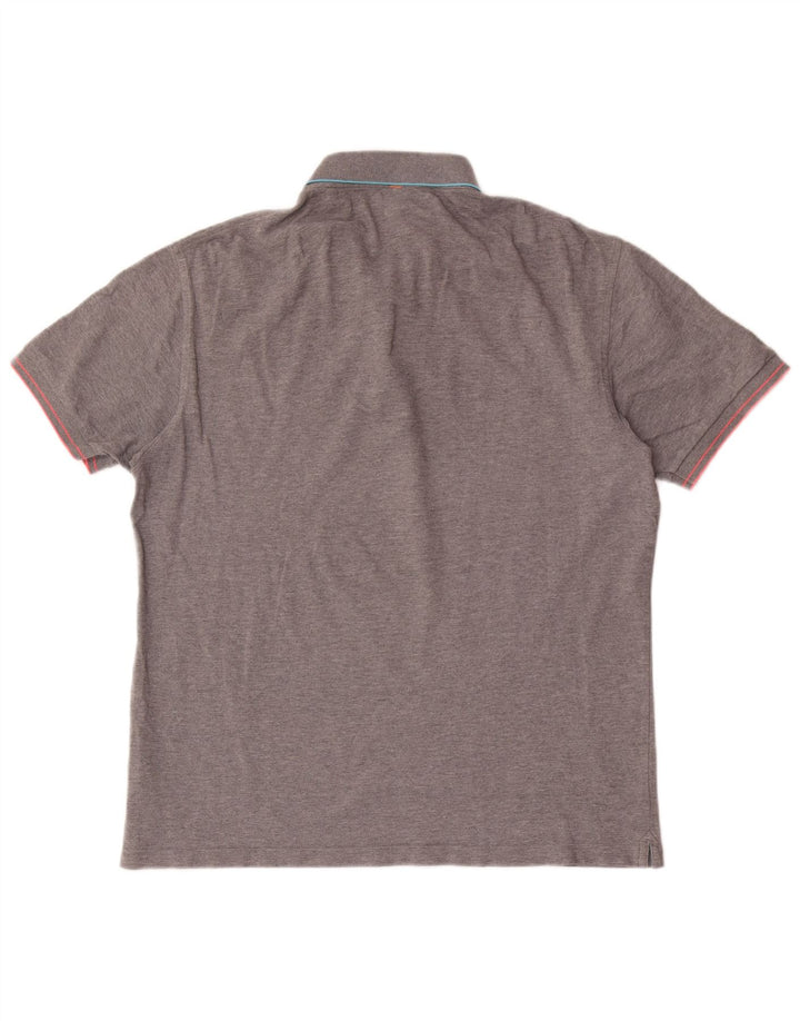 SUN68 Mens Polo Shirt 2XL Grey Striped Cotton