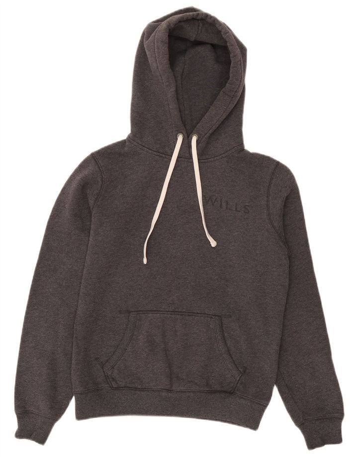 JACK WILLS Womens Graphic Hoodie Jumper UK 14 Medium Grey