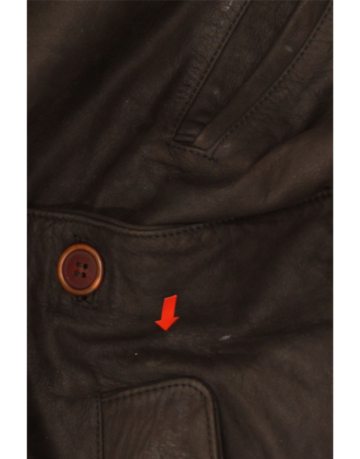 VINTAGE Womens Leather Jacket EU 44 XL Brown Leather