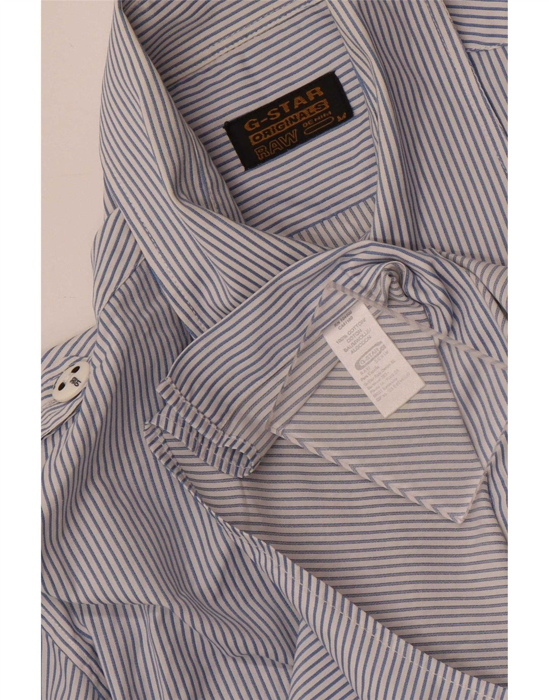 Camicia militare da uomo G-Star in cotone gessato blu medio