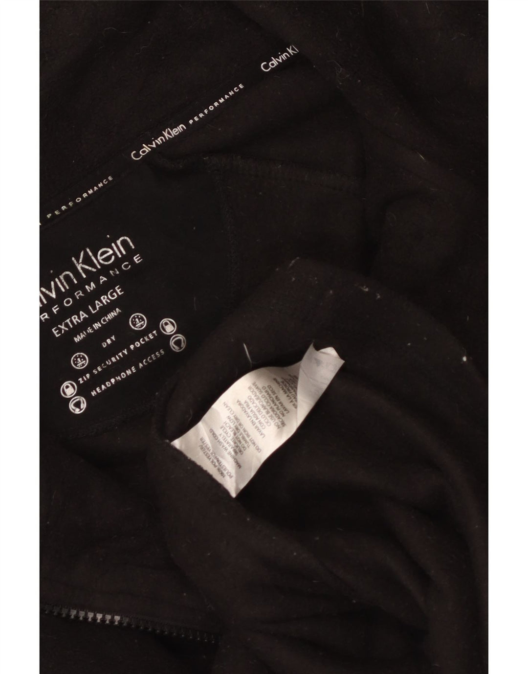 CALVIN KLEIN Dame grafisk fleecejakke UK 18 XL Sort Polyester