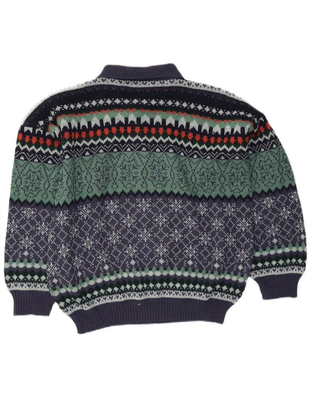 Vintage Mens Polo Neck Jumper Sweater IT 50 Medium Multicoloured Fair Isle